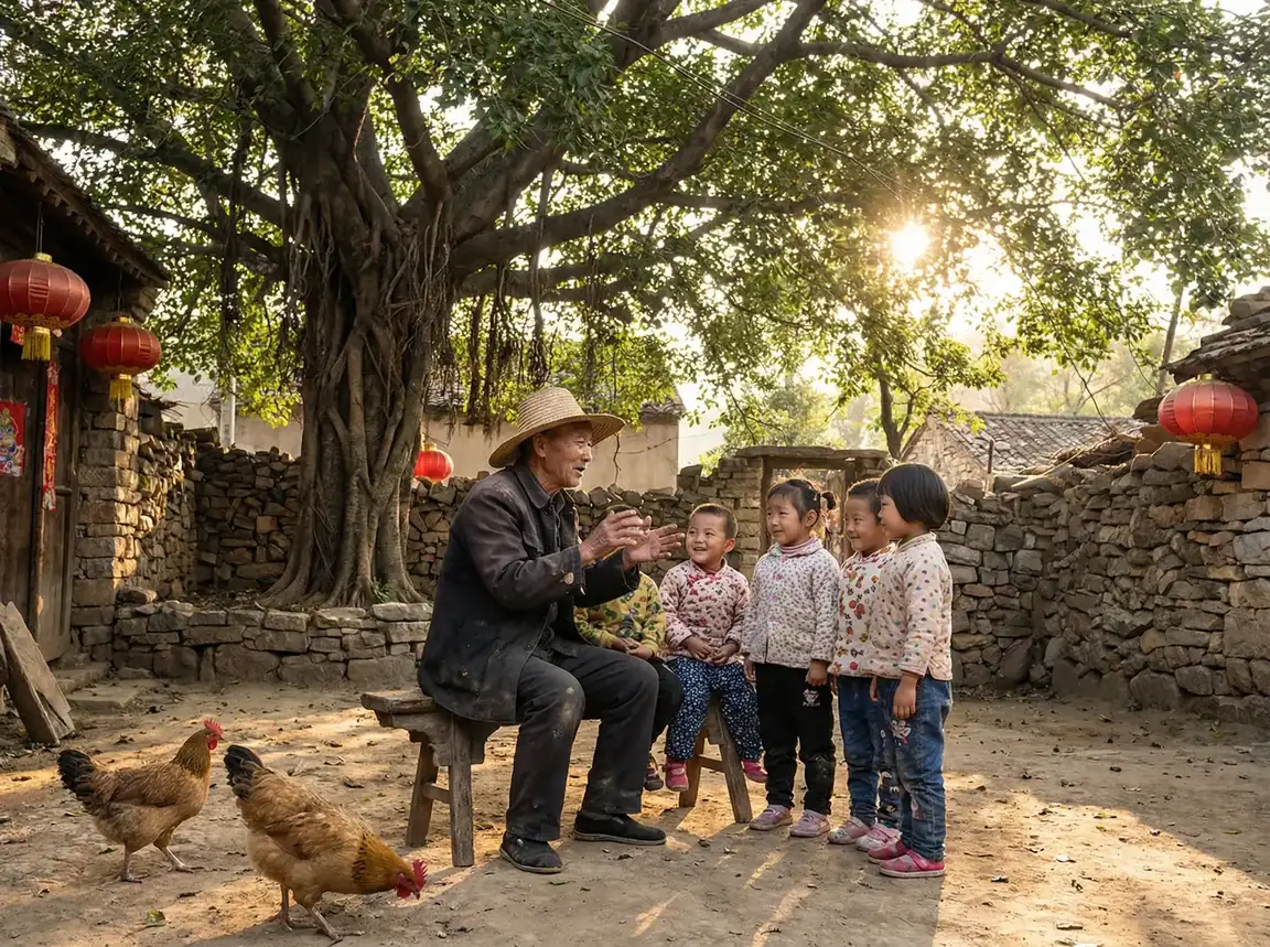 老人在大榕树下给孩子们讲故事 - 草莓视频在线观看地址大全入口 乡村记忆